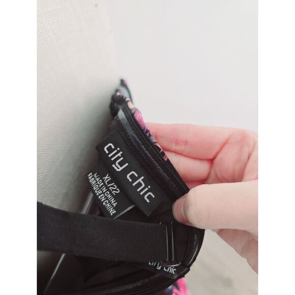 City Chic Romantic Rose Floral Strapless Faux Wrap Hi Low Maxi Dress 22 XL NEW - Picture 12 of 14